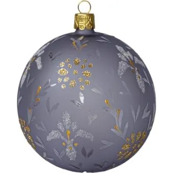 Vánoční ozdoba Koulier Vánoční ozdoba Secese - osm pokladů šedá čirá s orchidejí, 1 ks