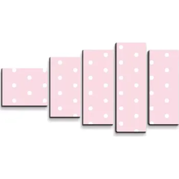 Obraz Sablio Obraz - 5-dílný Bílé puntíky na růžové - 100x60 cm