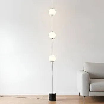 Lampička Lucande LED stojací lampa Sphere, černá/opálová, sklo, stmívatelné - Stropní držák – Ø 8 cm; výška 12 cm; délka kabelu 250 cm černá, bílá 3 x 4 W LED - Doprava zdarma