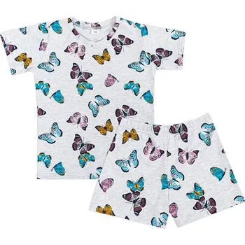 Dívčí noční košile Pyžamo krátký rukáv, krátké kalhoty Růžová,Modrá,Šedá - 110 BX1001418