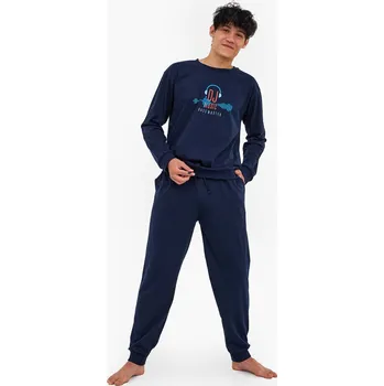 Dámské oblečení Tmavě modré pyžamo pro teenagery s kapsami a elastickým pasem, tmavě modrá 164/XS i384_15016989