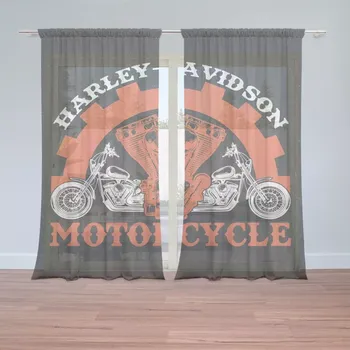 Záclona Sablio Záclony Harley-Davidson motor Černé pozadí: 2ks 150x250cm
