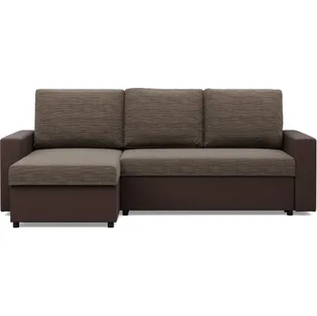 Sedací souprava Rohová rozkládací sedačka LUNA hnědá / cappuccino