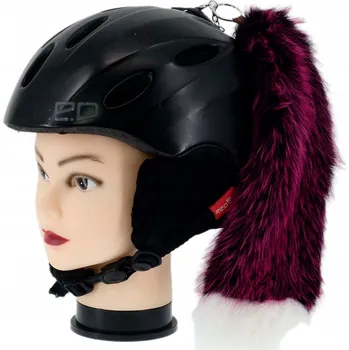 Vánoční ozdoba OZDOBA NA LYŽAŘSKOU/MOTOCYKLOVOU PŘILBU LIŠČÍ OCAS BORDOVÁ