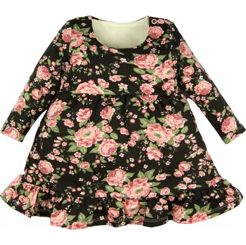 Dámské šaty ŠATY S VOLÁNEM růže 80 dlouhý rukáv Z TEPLÁKOVÉHO ÚPLETU