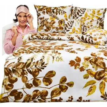 Povlečení Sada Povlečení Flanelowej 220x200 2x70x80 Hnědé popínavé rostliny Elegantní