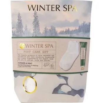 Péče o nohy Winter Spa set péče o nohy s vůní zázvoru a máty v dárkové tašce - pohodlné ponožky 1 ks + krém na nohy 60 ml
