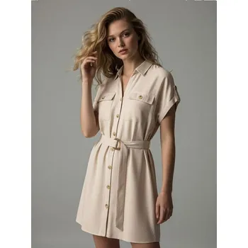 Dámské oblečení Sinsay - Košilové mini šaty - béžová - 544DA-02X - 544DA-02X-M