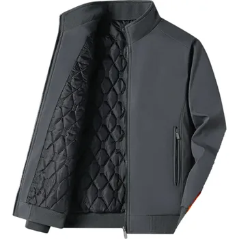 Pánská zimní bunda s kapucí Zateplená bunda na zip s kapsami Prošívaná pánská bunda do chladného počasí Teplá zimní bunda polyester šedá S