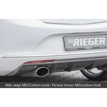 Nárazník Rieger vložka zadního nárazníku pro Opel Astra J 5-dvéř., hatchback po faceliftu, plast ABS lakovaný do černé lesklé barvy, pro sportovní koncovku vlevo 140x90 mm