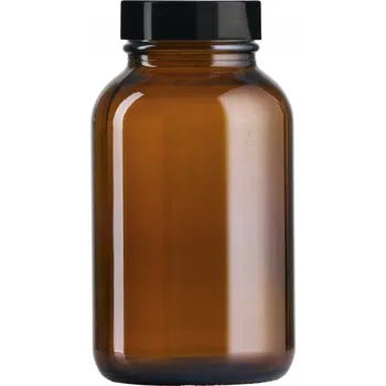 Sklenice Hnědá farmaceutická lahvička na kapsle 150 Ml PHARMA 45/400 x 108 ks. Víčko PP 1,54 ks