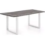 Masivní jídelní stůl Bullwer z akácie a kovu, lakovaný, šedo-bílý – 170×90 cm