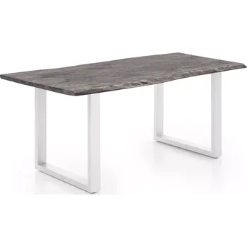 Masivní jídelní stůl Bullwer z akácie a kovu, lakovaný, šedo-bílý – 170×90 cm