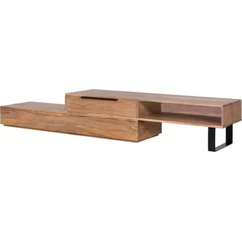 Televizní stolek Masivní TV stolek Auckland z akácie, lakovaný, hnědý – 155×45×40 cm