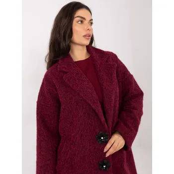 Dámský kabát Bordový kabát s ozdobnými knoflíky Factory Price tmavě červená 3488487
