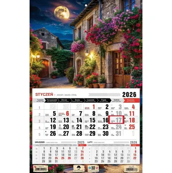 Kalendář Kalendář 2026 nástěnný, jednodílný 31,5x48cm, třídílný KTJ-1 Romantico