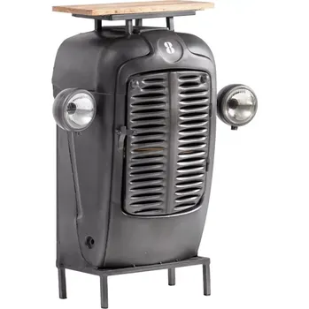 Jídelní stůl Masivní barový jídelní stůl Traktor z kovu a dřeva, lakovaný, šedý – 90×38×100 cm