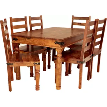Jídelní stůl Jídelní stůl a židle pro 6 osob z indického masivu palisandr