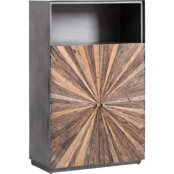 Komoda Masivní komoda Highboard Derby z recyklovaného dřeva a kovu, lakovaná, šedá – 90×45×145 cm