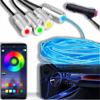 Osvětlení interiéru vozidel LED optické vlákno do auta Elwire RGB osvětlení AMBIENT APP Bluetooth 6m