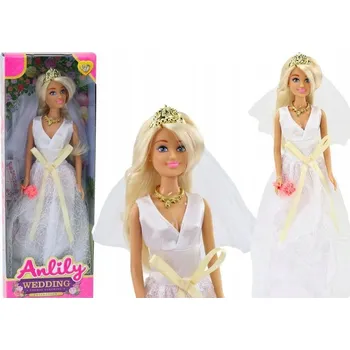 Panenka Panenka Anlily ve svatebních šatech - Nevěsta s kyticí, korunou a náhrdelníkem