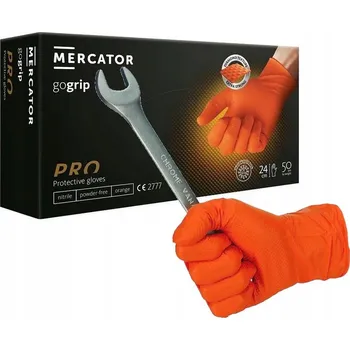 Vyšetřovací rukavice Nitrilové rukavice oranžové XL bez pudru GoGrip orange Mercator 50 ks