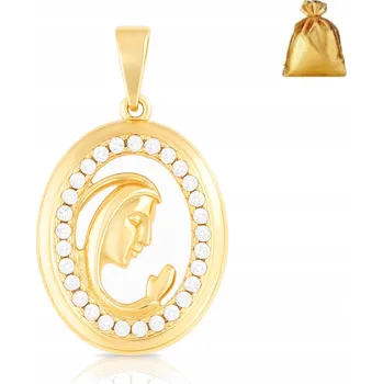 Přívěsek ZLATÝ PŘÍVĚSEK Z CHIRURGICKÉ OCELI Matka Boží SE ZIRKONY DÁREK POZLÁCENÝ 18K ZLATEM