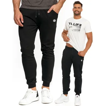 Pánské tepláky Moraj černé joggery bavlněné velikost L