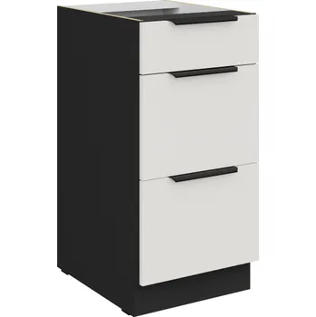 Kuchyňská skříňka 40 D 3S BB, Spodní kuchyňská zásuvková skříňka PREMIUM BOX Aria bílá​/černá