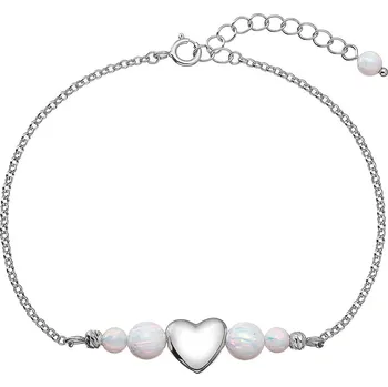 Náramek Evolution Group Stříbrný náramek opálový s perleťovým srdíčkem 13086.1