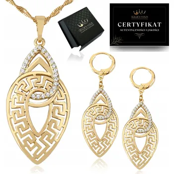 Náhrdelník ŠPERKY Z CHIRURGICKÉ OCELI ZLATÝ NÁHRDELNÍK S PŘÍVĚSKEM + NÁUŠNICE 18K