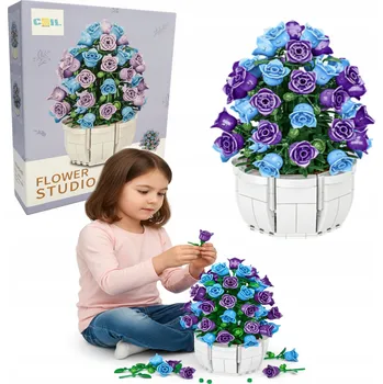 ostatní stavebnice SADA STAVEBNÍCH STAVEBNICE KVĚTINY KYTICE V KVĚTINÁČI 570 DÍLŮ COIL