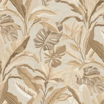 Tapeta Emiliana Parati Luxusní vliesová tapeta na zeď, béžová, květiny, listy, 73802, Tendenze, Emiliana Parati, velikost 10,05 x 1,06 m