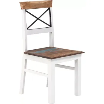 Jídelní židle Masivní židle Perth z recyklovaného dřeva, lakované, bílé / barevné – sada 2 ks