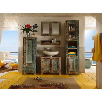 Koupelnový nábytek 5dílná sada koupelnového nábytku Blue Lagoon z masivního manga, lakovaná, barevná