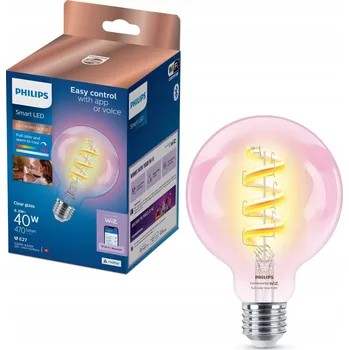 Žárovka LED žárovka E27 PHILIPS Smart Filament, barevné světlo, 6,3W (ekvivalent 40W), 470lm