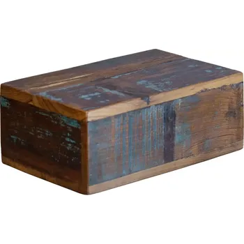 police Masivní nástěnná police s přihrádkou z recyklovaného dřeva, lakovaná, vícebarevná