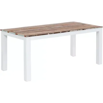 Jídelní stůl Masivní jídelní stůl Perth z recyklovaného dřeva, lakovaný, bílý s barevnými prvky – 180×90 cm