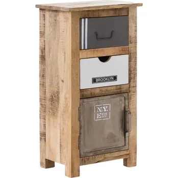 Koupelnový nábytek Masivní koupelnová spodní skříňka Pune z mangového dřeva, lakovaná, vícebarevná – 42×30×80 cm