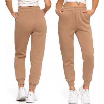 Dámské legíny DÁMSKÉ TEPLÁKY MORAJ ZATEPLENÉ S VYSOKÝM PASEM KAPSY BÉŽOVÉ L