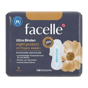 facelle Hygienické vložky Ultra Night Protect s křidélky 8 ks