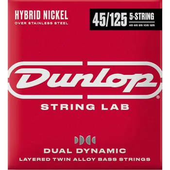 Struna pro kytaru a smyčcový nástroj Dunlop DBHYN45125 String Lab Hybrid Nickel Struny pro 5-strunnou baskytaru (Jako nové)