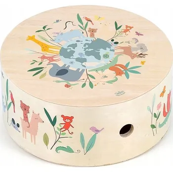 Dřevěná hračka Vilac: Cajon buben "Zvířata světa" 3+ 7113
