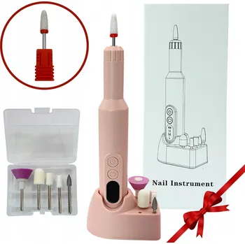 Bruska na nehty bezdrátová sada fréz manikúra pedikúra růžová
