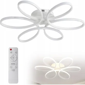 DEKORATIVNÍ LAMPA STROPNÍ SVÍTIDLO KVĚT LED 6 KRUHŮ BÍLÁ 60 cm 56W