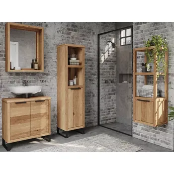 Koupelnový nábytek Masivní koupelnový set Sydney z divokého dubu, olejovaný, hnědý