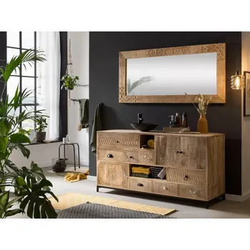 Koupelnový nábytek Masivní koupelnová sestava Laos z mangového dřeva, lakovaná, přírodní barva