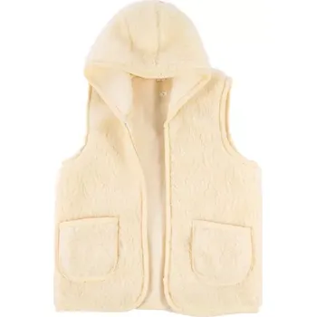 Dámská vesta Vlněná vesta s kapucí přírodní