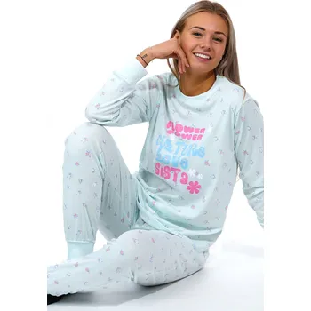 Dámské pyžamo Zelinkavě modré celo květované dámské pyžamo FLOWER POWER 1B1758 zelená m