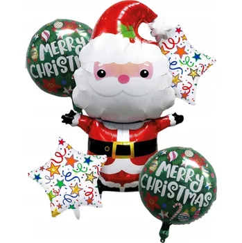 Balónek Fóliové Balónky Sada MIKULÁŠ VÁNOCE vánoční dekorace HELIUM 5ks EF